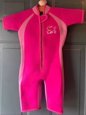 JoJo Maman Bebe Hot Pink and Light Pink Kids Swim Wetsuit